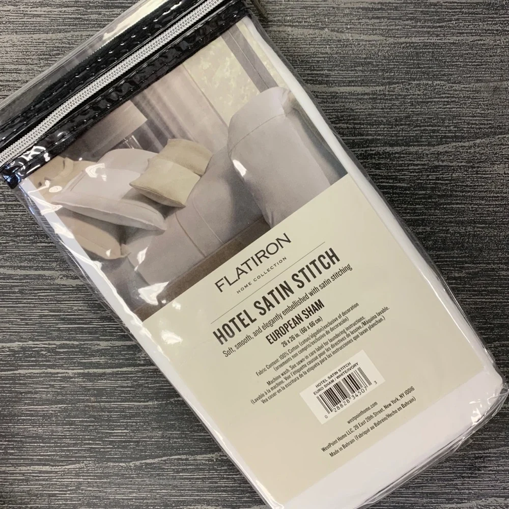 MERCURY ROW Marydel Hotel Satin Stitch White Euro Pillow Sham NEW NWT